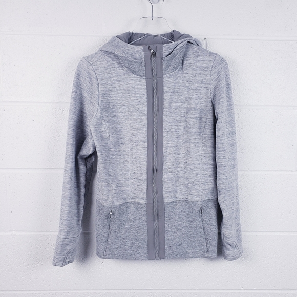 Athleta Fitted Victory Hoodie in Gray Full Zip Sweatshirt Womens Size Medium - Picture 2 of 9
